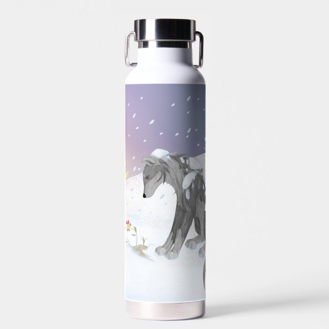 Winter Wolf Water Bottle (Front)