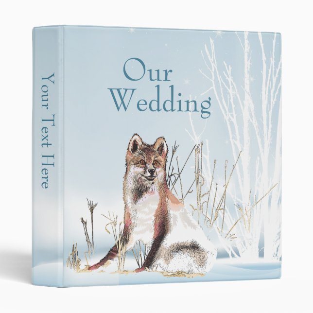 Winter Wolf Wedding Photo 3 Ring Binder (Front/Spine)