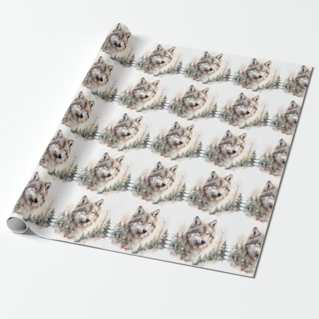 Winter Wolf Wrapping Paper (Unrolled)