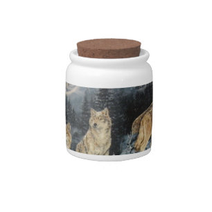Winter Wolves Candy Jar