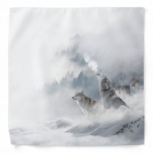 Winter Wolves Howling in the Snow Bandana