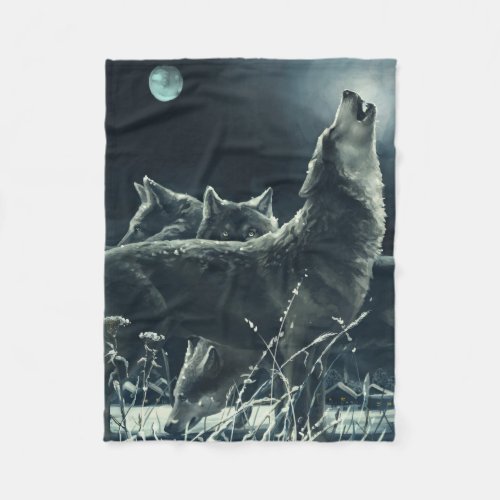 Winter Wolves Small Fleece Blanket