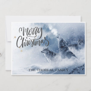 Winter Wolves Snowy Christmas Holiday Card