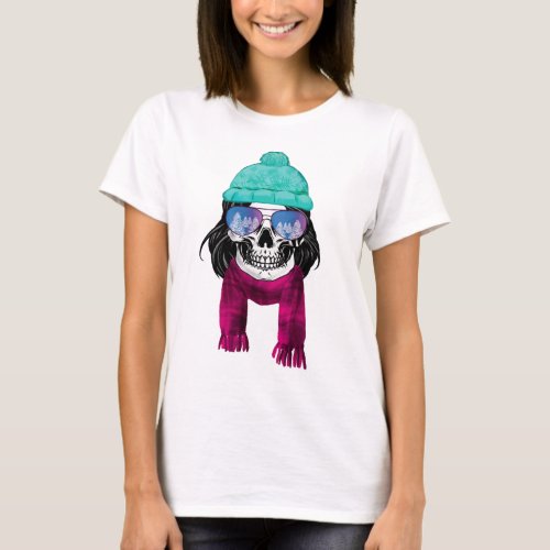 Winter Woman Sugar Skull Snowflakes T_Shirt