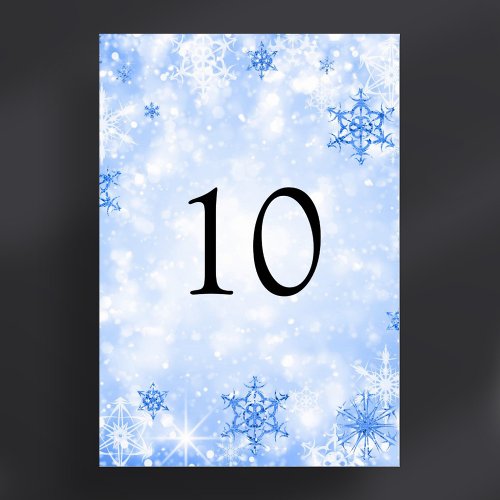 Winter Wonder Christmas Holiday Blue  Table Number