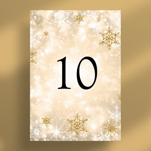 Winter Wonder Christmas Holiday Gold  Table Number