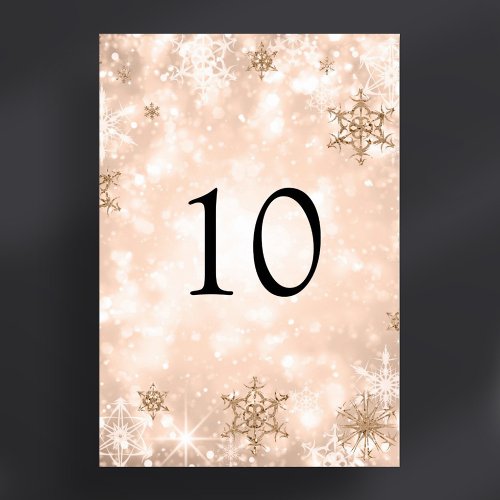 Winter Wonder Christmas Holiday Rose Gold  Table Number