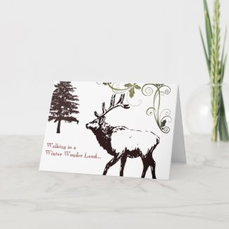 Winter Wonder Land Elk Happy Holidays Card