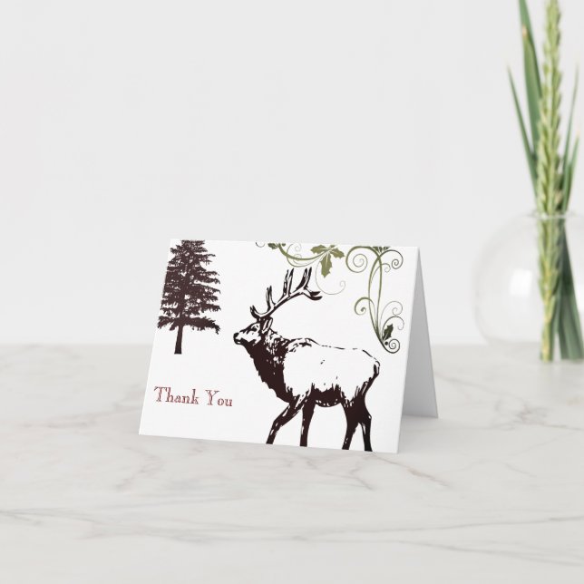 Winter Wonder Land Wild Elk Thank You Card (Front)