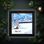 Winter Wonder Scene Gift Box<br><div class="desc">A gift box with a beautiful winter scene including snowy mountains, evergreens and rustic cabin. The text can be personalized or deleted. Original artwork by W.B.</div>