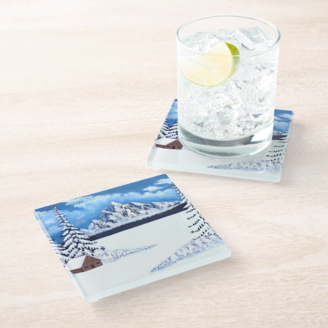 Winter Wonder Scene Glass Coaster (Angled)