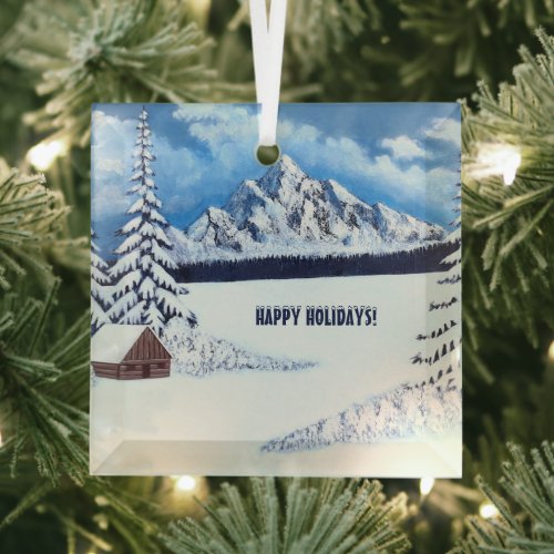 Winter Wonder Scene Glass Ornament