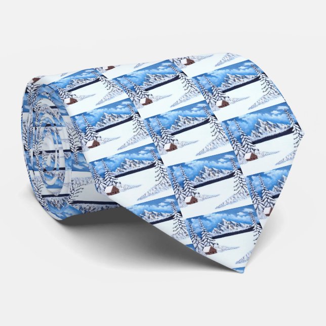 Winter Wonder Scene Neck Tie (Rolled)