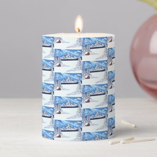 Winter Wonder Scene Pillar Candle