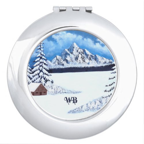 Winter Wonder Scene with Text Compact Mirror