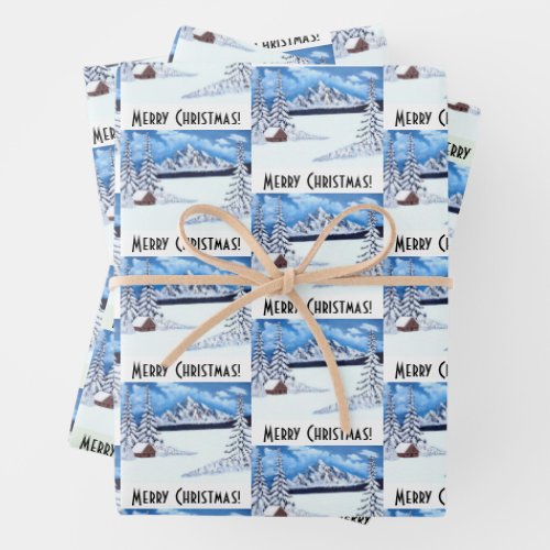 Winter Wonder Scene Wrapping Paper Sheets