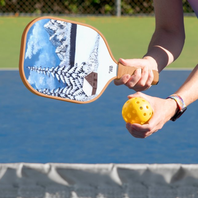 Winter Wonder with Text Pickleball Paddle (Insitu)