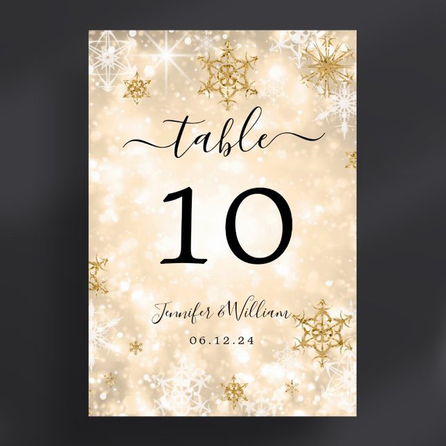 Winter Wonder Xmas Holiday Wedding Gold Table Number (Winter Wonder Xmas Holiday Wedding Gold Table Number)