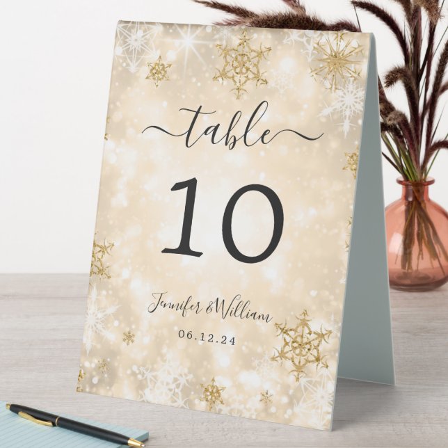 Winter Wonder Xmas Holiday Wedding Gold  Table Tent (In SItu (Table))