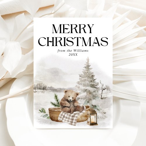 Winter Wonderla Elegant Watercolor Merry Christmas Holiday Card