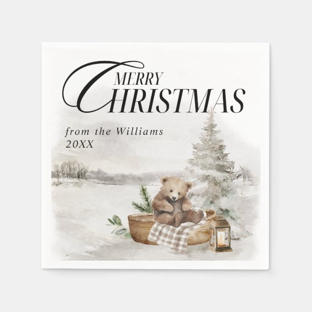 Winter Wonderla Forest Merry Christmas Napkins (Front)