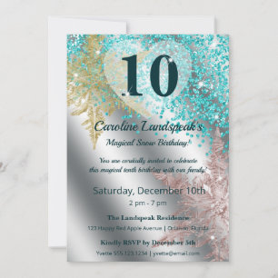 Winter Wonderland 10th Birthday Ice Teal Photo Invitation