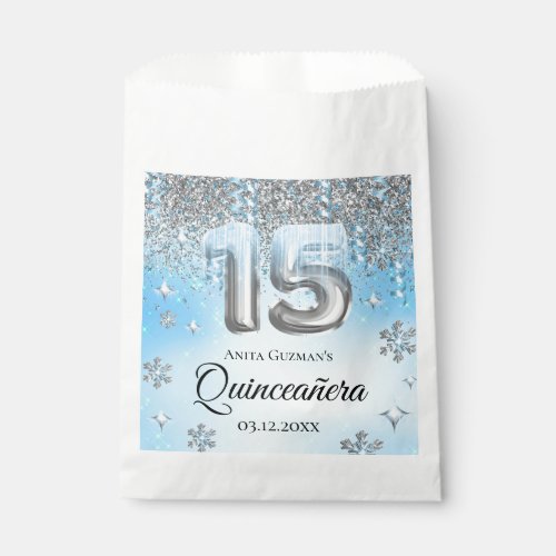 Winter Wonderland 15 Balloons Quinceanera Favor Bag