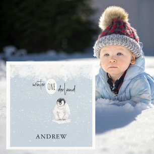 Winter Wonderland 1st Birthday Blue Paper Napkin