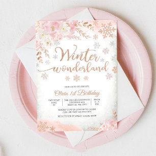Winter Wonderland 1st Birthday Invitation