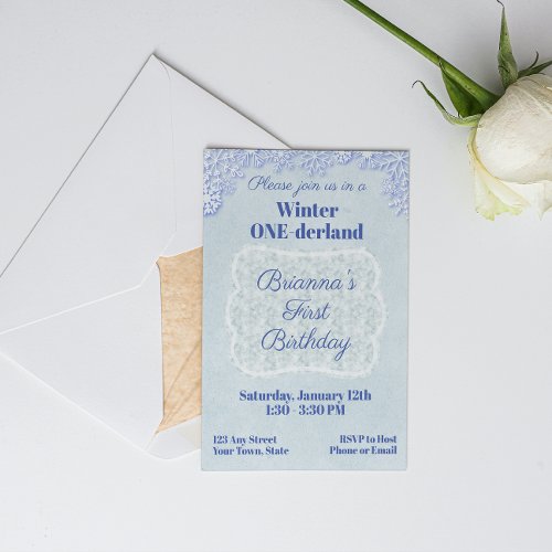 Winter Wonderland 1st Birthday Invitation