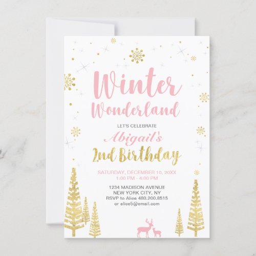 Winter Wonderland 2nd Birthday Invitation _ Girl