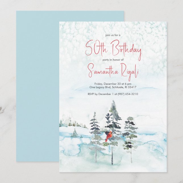 Winter Wonderland 50th Birthday Invitations (Front/Back)