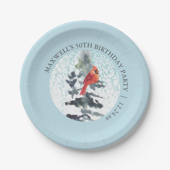 Winter Wonderland 50th Birthday Party Paper Plates (Front)