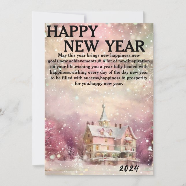 "Winter Wonderland: A Cozy Home in Pink and White" Holiday Card (Front)