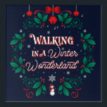 Winter Wonderland Acrylic Wall Art 12x12<br><div class="desc">An Elegant and Modern Vintage Christmas Acrylic Wall Art features a snowy background, snowflakes, sleigh bells ringing, snowman (snowmen), ornamental flourished lettering, and mistletoe botanical garland theme to represent the best of the holidays. It is inspired by the Christmas songs of Christmas past of the lyrics “Walking in a Winter...</div>
