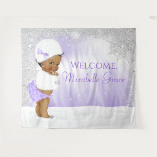 Winter Wonderland Afro Girl Baby Shower Backdrop