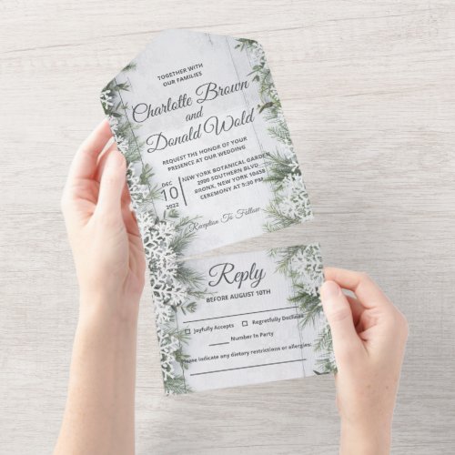 Winter Wonderland All in One Wedding Invitations