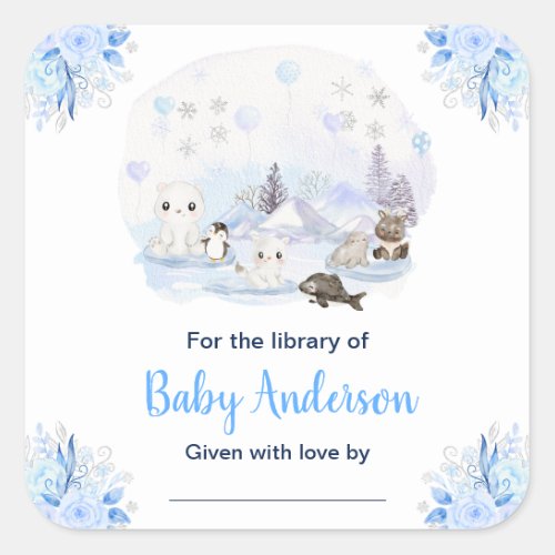 Winter Wonderland Animals Baby Shower Bookplate