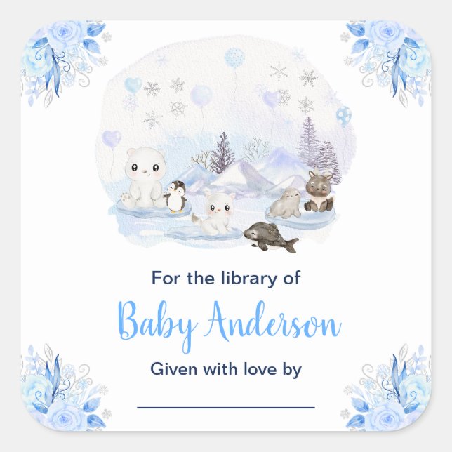 Winter Wonderland Animals Baby Shower Bookplate (Front)
