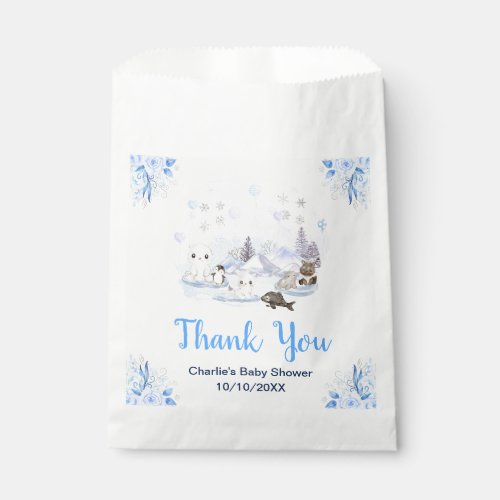 Winter Wonderland Animals Baby Shower Thank You Favor Bag