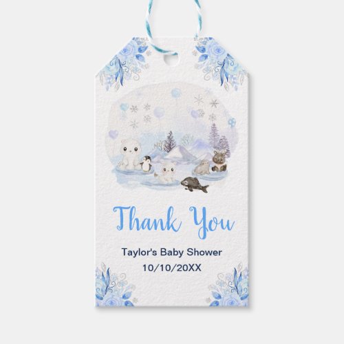 Winter Wonderland Animals Baby Shower Thank You Gift Tags