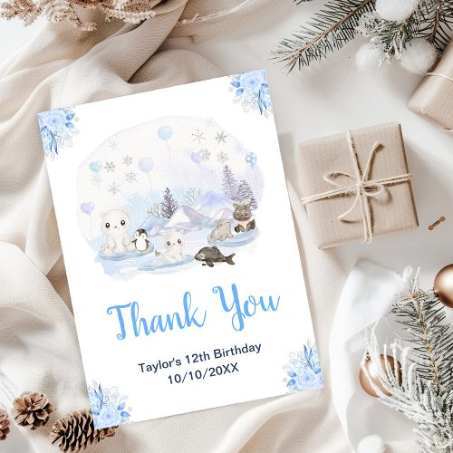 Winter Wonderland Animals Birthday Party Thank You