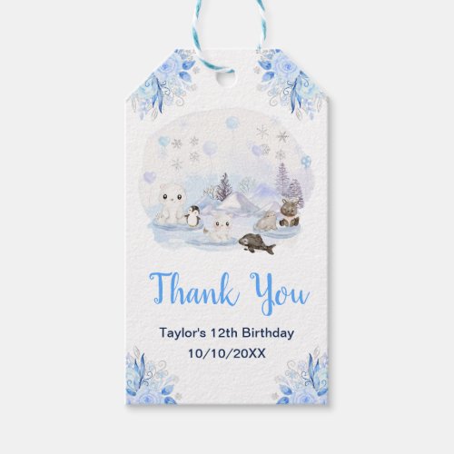 Winter Wonderland Animals Birthday Party Thank You Gift Tags