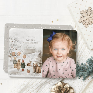 Winter Wonderland Animals Kids Birthday Photo Invitation