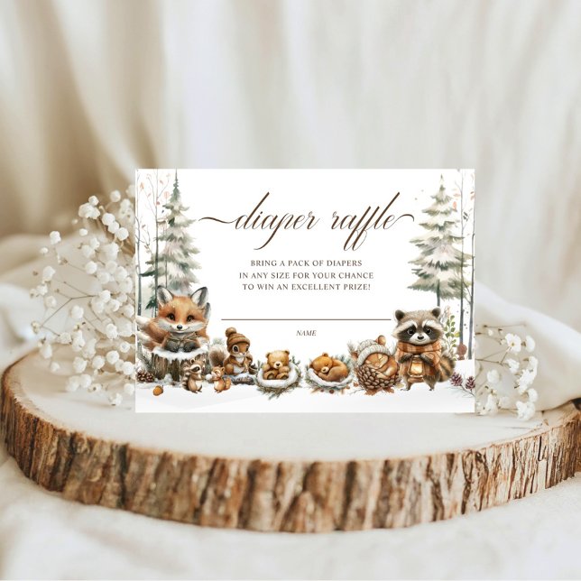 Winter Wonderland Animals watercolor Diaper Raffle Enclosure Card (Creator Uploaded)