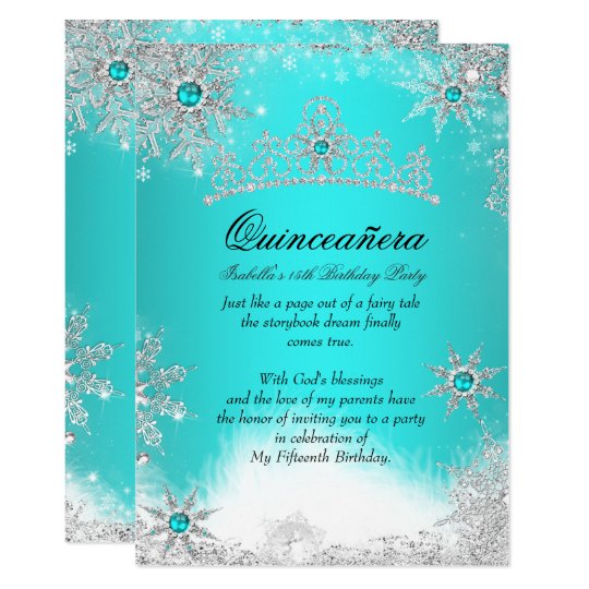 Silver Winter Wonderland Blue Quinceanera Invite | Zazzle.com