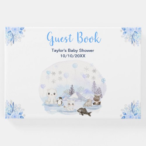 Winter Wonderland Arctic Animals Baby Shower Guest Book