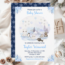 Winter Wonderland Arctic Animals Baby Shower Invitation