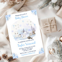 Winter Wonderland Arctic Animals Baby Shower Invitation