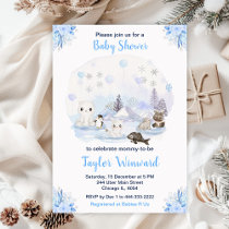 Winter Wonderland Arctic Animals Baby Shower Invitation